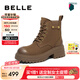 百麗（Belle）七夕禮物百搭馬丁靴女商場(chǎng)同款真皮戶外徒步短靴B8P1DDD4 啡色 38 (240mm)