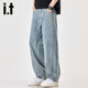 izzue it純棉直筒男士牛仔褲2025新款寬松個(gè)性闊腿舒適百搭秋季褲子男