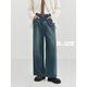 伯爵卓爾男裝24秋季新款高級感水洗直筒寬松牛仔褲男韓版潮流闊腿褲子 復古藍 31