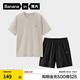 蕉內(nèi)（Bananain）王一博同款305H純棉睡衣男女士100%棉情侶家居服短袖短褲套裝夏季 【短褲款素色-男】茶灰 XL