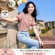 香影條紋t恤女短袖2025夏裝新款顯瘦寬松正肩泡泡袖紅色方領(lǐng)上衣 紅色 X832123  S