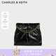 CHARLES&KEITH子母鏈條大容量流浪包托特包單肩斜挎包女包七夕禮物CK2-40671449 Black黑色 L