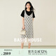 百家好（Basic House）Basic House/百家好波嬉風(fēng)蕾絲吊帶假兩件設(shè)計(jì)感2025夏新款連衣裙 黑色 L