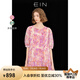 EIN云霧玫瑰 EIN言玫瑰剪影圓領(lǐng)泡泡袖雪紡碎褶連衣裙2025春季新款 粉紅 S