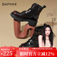 達芙妮（DAPHNE）馬丁靴女厚底ins潮機車靴2024新款秋季顯瘦甜酷炸街騎士短靴 淺棕色 單層 跟高5.5cm 37 (235mm) 標準碼