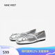 NINE WEST/玖熙小方頭舒適牛皮芭蕾鞋平底單鞋女 NF434011CK 銀色35