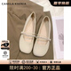 CAMILA KSENIA2025新款女夏季平底軟底休閑小皮鞋晚晚風(fēng)瑪麗珍單鞋女 杏色 37