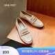 NINE WEST/玖熙通勤樂福鞋反絨豆豆鞋女鞋 NF438016SK 杏色40