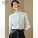 初申春秋長(cháng)袖襯衫女立領(lǐng)輕法式設計感氣質(zhì)通勤內搭襯衣上衣S143C2038