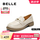 百麗（Belle）英倫風(fēng)樂福鞋女2025秋新商場(chǎng)同款羊皮舒適便士樂福E1N1DCA5 米色 38 (240mm)