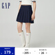 Gap女裝春季百搭簡約學院風彈力百褶迷你裙短裙876121 海軍藍 4(27)亞洲尺碼