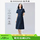 佐丹奴裙子女裝純棉刺繡綁帶翻領針織短袖連衣裙 13465303 67選美藍 L
