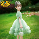 G.DUCKKIDS小黃鴨女童2025夏短袖連衣裙兒童花仙網(wǎng)紗公主裙寶寶生日高端洋氣 528翠綠色 120