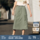 森馬（Semir）半身裙女復(fù)古風(fēng)質(zhì)感松緊腰夏季潮酷街頭設(shè)計(jì)感抽繩工裝裙美式 土灰綠40988 L 165/70A