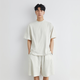 倉石一樹 KAZUKI KURAISHI日系休閑短袖t恤套裝男夏季寬松一整套速干短褲短袖兩件套高端潮 米白色 XL 【155-170斤】