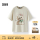 森馬（Semir）短袖t恤女中長款寬松可愛小羊印花2025夏新款狗狗印花純棉套頭衫 淺卡其50311-可愛狗狗 S