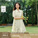 茵曼淡人穿搭植物繡花連衣裙2025夏季女裝新款顯瘦a字寬松娃娃裙 杏色 M
