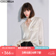 COCOBELLA[100%醋酸]絲光褶皺肌理襯衫絲滑垂墜馬蹄袖襯衣SR7011 米色 M