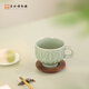蘇州博物館青瓷蓮花杯秘色蓮花碗創(chuàng)意陶瓷杯水杯茶杯商務(wù)禮盒生日禮物送爸爸 蓮花杯+杯墊(湖綠色)