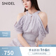 SNIDEL2025春夏新品優(yōu)雅露肩流蘇收腰掛脖印花連衣裙SWFO251123 淺灰色 S (0)