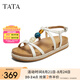 他她（TATA）涼鞋女2025年夏季商場(chǎng)同款時(shí)尚百搭新款休閑鞋XSJ02BL5 米白（涼鞋款） 37