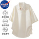 NASA MARVEL短袖T恤男夏季潮流寬松休閑翻領polo衫戶外運動透氣上衣 杏色 L