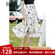 百圖betu女裝夏季新款半身裙法式優(yōu)雅花卉高腰半身裙女2303T67 米白 L