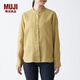 無(wú)印良品 MUJI 女式 亞麻水洗 立領(lǐng)襯衫 410806 BCB08A1S 暗黃色 M