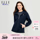 ELLE ACTIVE休閑運(yùn)動(dòng)外套女秋季舒彈松弛洋氣時(shí)髦修身夾克可調(diào)節(jié)拉鏈連帽外套 藏青色 L