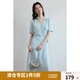 獨(dú)束大碼女裝法式V領(lǐng)復(fù)古波點(diǎn)連衣裙夏季新款微胖mm靈動(dòng)百搭女裙 遠(yuǎn)天藍(lán) XL (尺碼：3)