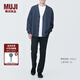 無印良品（MUJI）男式 彈力絲光斜紋 修身褲 長褲子 春季款休閑褲男士 黑色 AE0XLA4S 73 165/72A