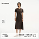 播法式夏日收腰顯瘦T恤裙女25夏季新款簡(jiǎn)約短袖連衣裙DDS2LD5005 G20甘石 S