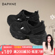 達(dá)芙妮厚底增高運(yùn)動(dòng)涼鞋女2025夏季新款百搭松糕底魔術(shù)貼老爹鞋 黑色 37 (235mm) 標(biāo)準(zhǔn)碼