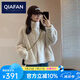 恰凡（QIAFAN）短外套女加厚仿水貂絨上衣服2025秋冬新款立領(lǐng)仿皮毛一體毛毛外套 短款米白色（奶白） 送加厚漁夫帽子 均碼