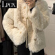LPOX棉服女小香風(fēng)外套女2025冬季小個(gè)子寬松加棉毛毛上衣 米白色-雙排扣小香風(fēng) M [96-110斤]