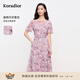 珂萊蒂爾2025年春季新款優(yōu)雅氣質茶歇裙女收腰仙女碎花連衣裙通勤 淡紫紅 L