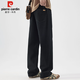 皮爾卡丹（pierre cardin）休閑褲男秋冬季寬松直筒褲男士重磅純棉工裝褲子男裝 黑色 XL