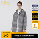 卡賓男裝潮流格紋風衣外套時尚寬松長款W 淺灰色16 XL 52/180