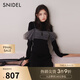 SNIDEL秋冬薄紗吊帶半高領針織連衣裙兩件套SWNO245065 黑色 均碼 （F）