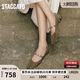 思加圖楊冪同款2025春季多寶鞋瑪麗珍鞋平底鞋女單鞋EWV03AQ5 苔蘚綠 35