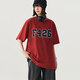 F426官方店國潮牌嘻哈夏季六色大LOGO貼繡寬松休閑短袖 紅色  XL 