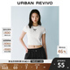 UR2025春季新款女裝拼接蕾絲蝴蝶結(jié)修身短袖T恤UYY450033 本白 (修身款) L
