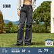 森馬（Semir）休閑褲女抓毛做舊工裝褲美式復(fù)古風(fēng)冬季松緊腰闊腿褲潮酷街頭 深灰20901 XL 170/74A