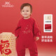 英氏（YEEHOO）嬰兒拜年服秋季長袖嬰兒衣服男寶寶喜慶連體衣新年裝