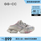 GG-CC【林允同款】未來電音夏季潮流綁帶珠片老爹拖鞋女休閑鞋G25S5901 粉色 37