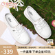 金利來(lái)（goldlion）女鞋休閑板鞋圓頭舒適平底耐穿免系帶小白鞋 668220189白杏38