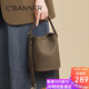 千百度 C°BANNER頭層牛皮包包女包水桶包單肩斜挎包高檔生日禮物高級感送女友老婆