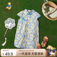 Classic Teddy精典泰迪女童連衣裙兒童旗袍純棉中小童裝國風(fēng)淑女裙子 藍(lán)色 130 
