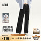 森馬（Semir）休閑褲女純棉打褶闊腿褲腰帶秋復古磨毛長褲顯腿長101524127005A