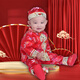 蘿卜唄唄（LUOBOBEIBEI）抓周禮服男童寶寶生日服裝嬰兒百天秋季長(cháng)袖唐裝 紅色 90